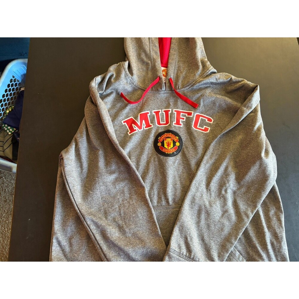 Manchester United Long Sleeve Gray Hoodie Official Merchandise Size XL NEW